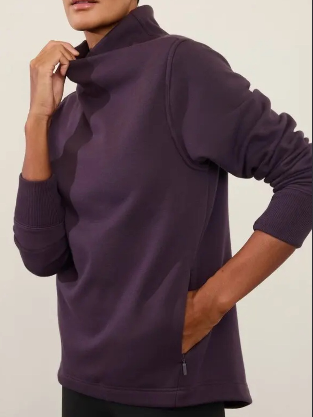 Athleta Cozy Karma Twist Neck Pullover Sweater Size Small Spiced Cabernet